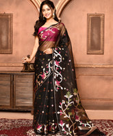 Black Jamdani Organza Saree